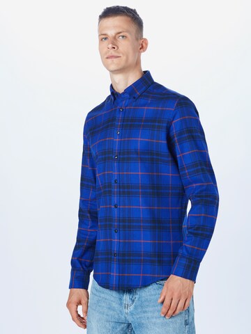 SEIDENSTICKER Slim fit Button Up Shirt in Blue: front