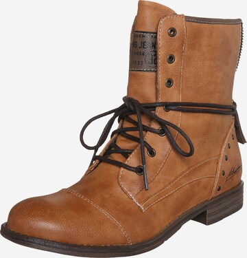 MUSTANG Lace-Up Ankle Boots in Brown: front