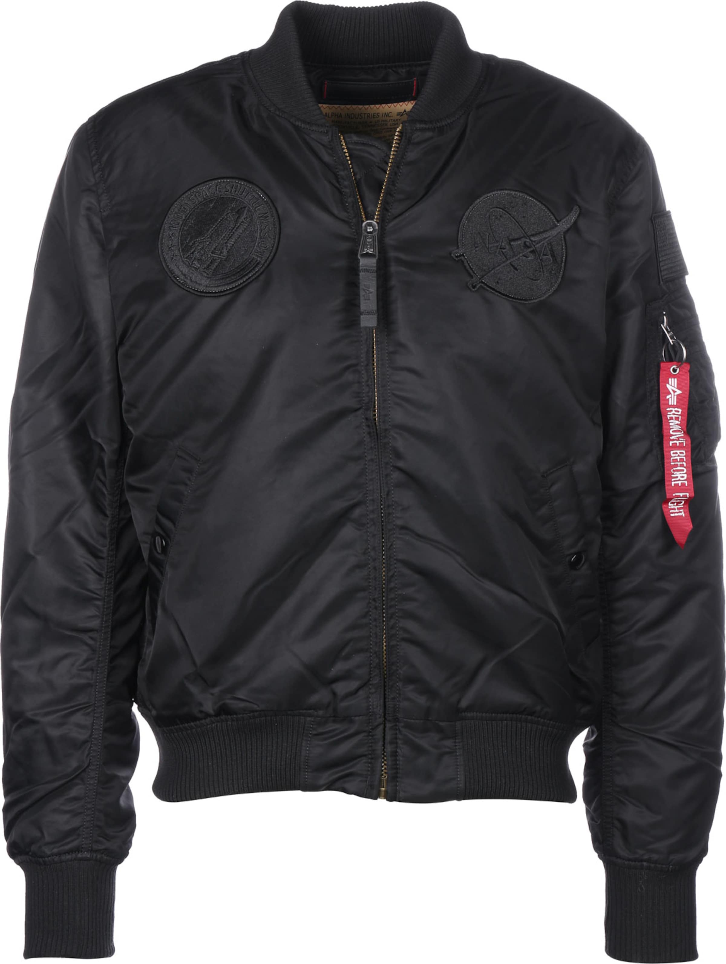 Geacă de primăvară-toamnă 'Nasa' de la ALPHA INDUSTRIES pe negru: față