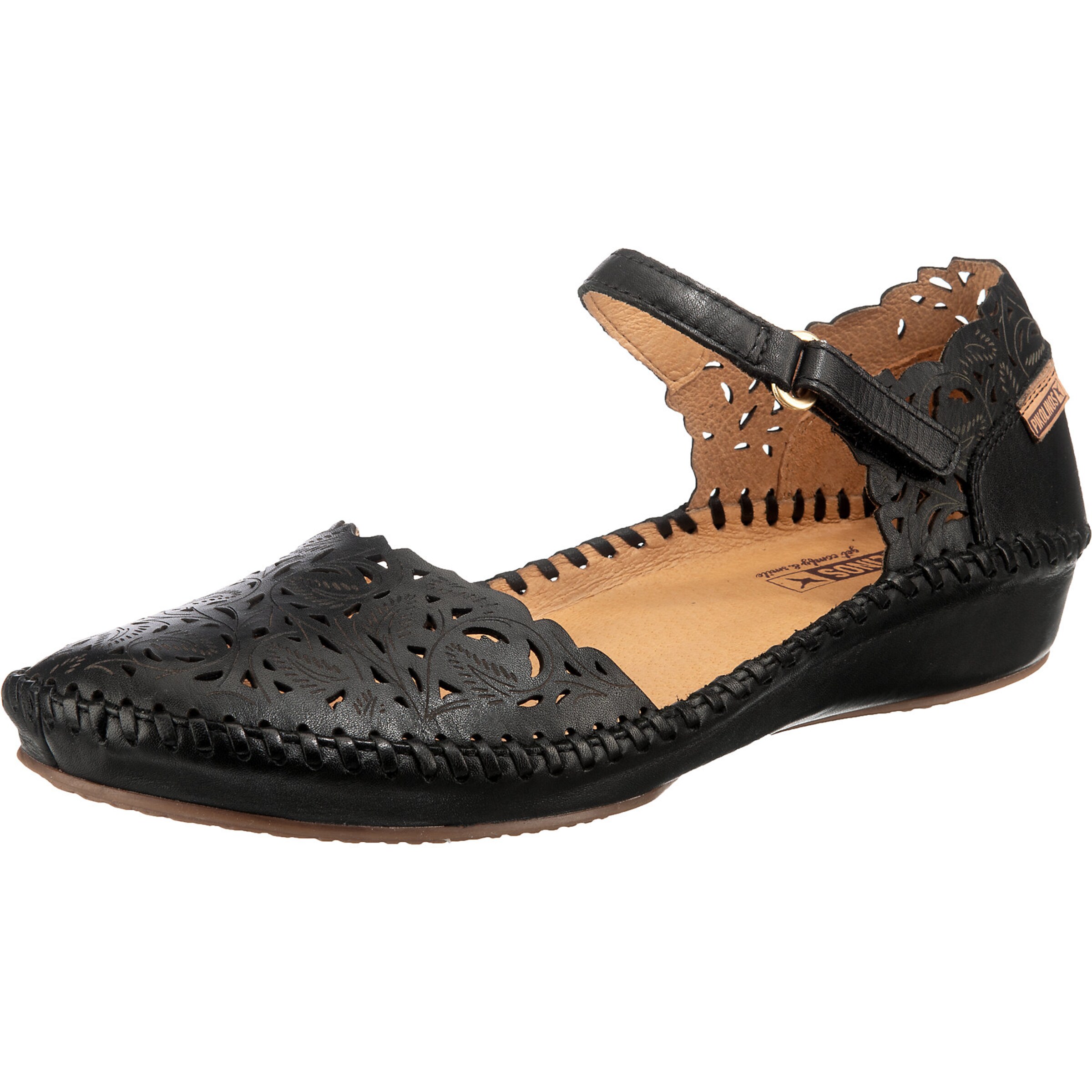 Balerini cu curea glezna 'Margarita' de la PIKOLINOS pe negru: față