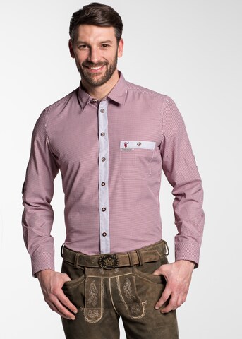 SPIETH & WENSKY Slim fit Traditional button up shirt 'Dorf' in Red: front