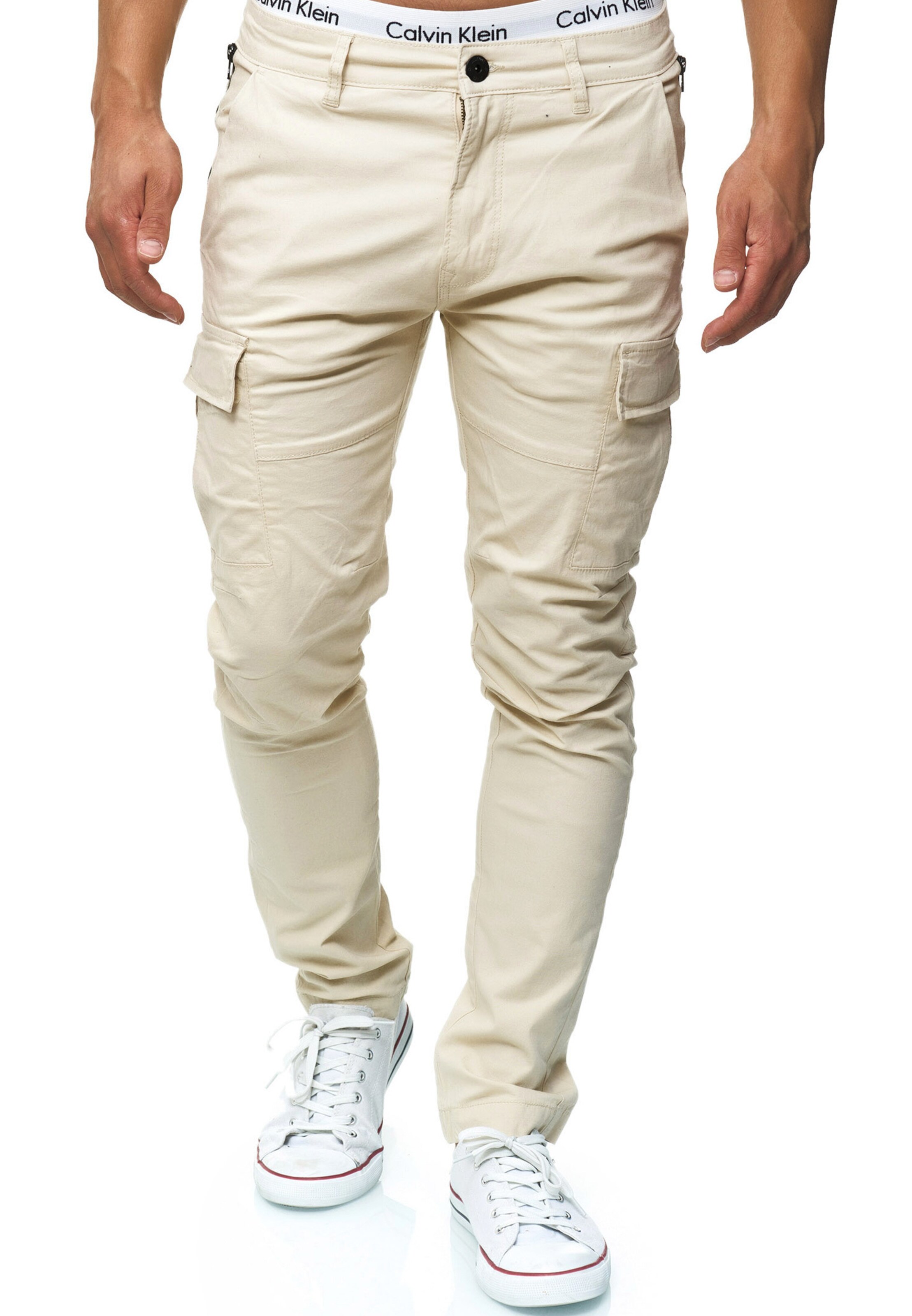 INDICODE JEANS Slimfit Cargohose 'Mathews ' in Beige: Vorderseite