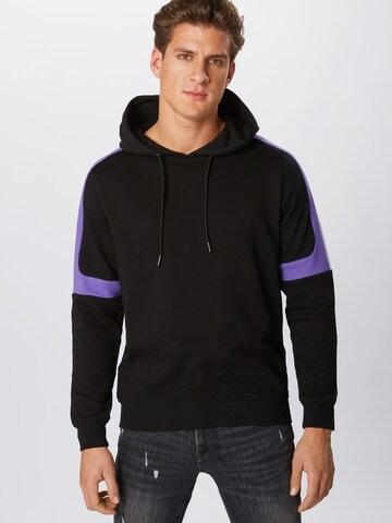 Urban Classics Sweatshirt 'Terry Panel' in Zwart: voorkant