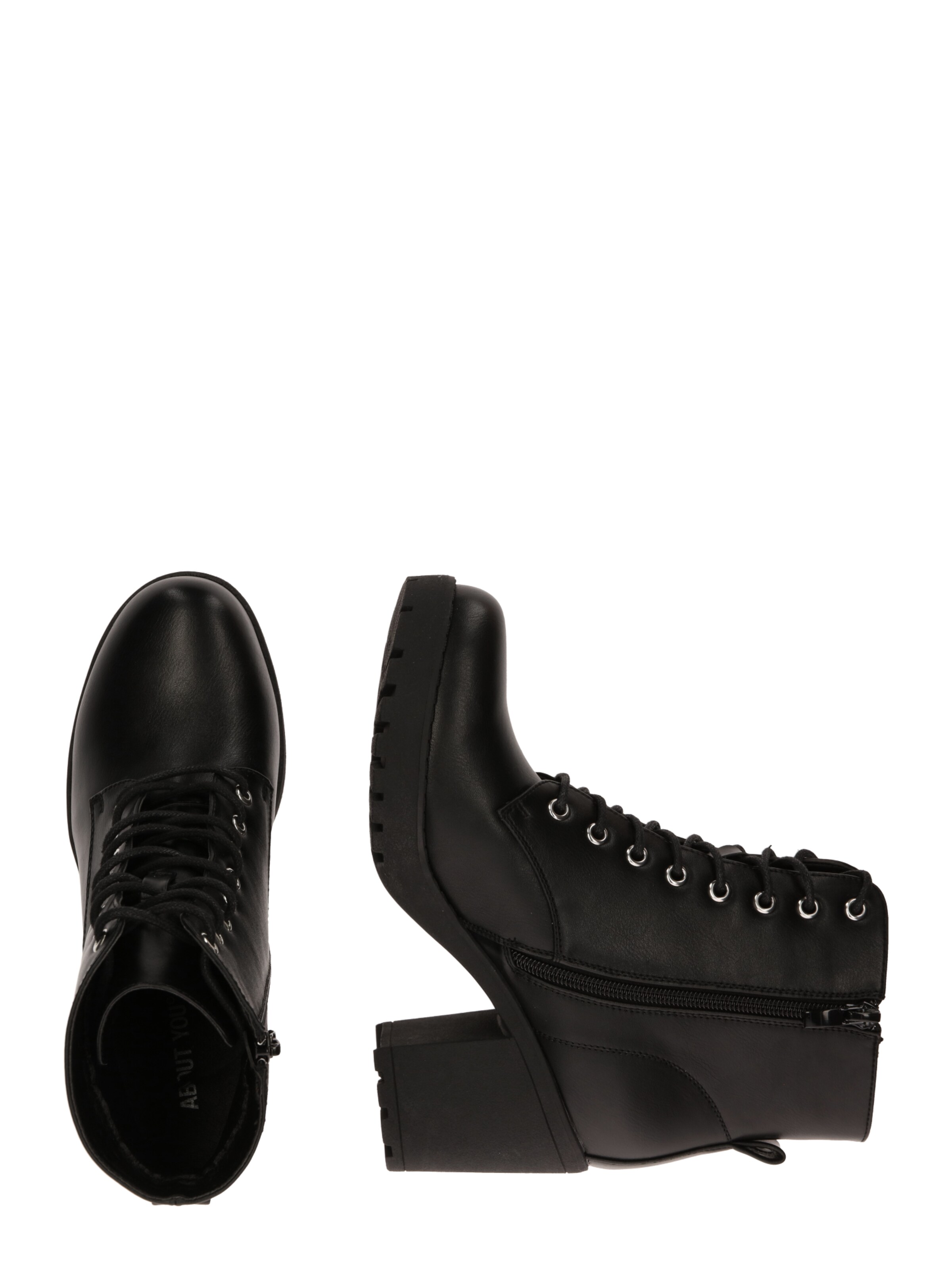 ABOUT YOU Lace-Up Ankle Boots 'Emma' in Black: side