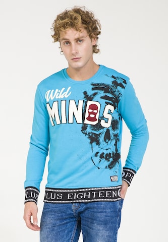 Sweat-shirt PLUS EIGHTEEN en bleu : devant