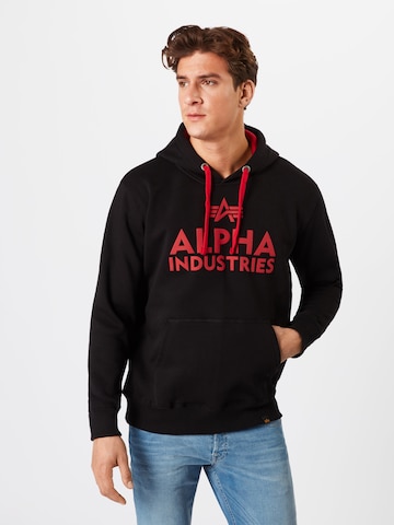 ALPHA INDUSTRIES Суичър в черно: отпред