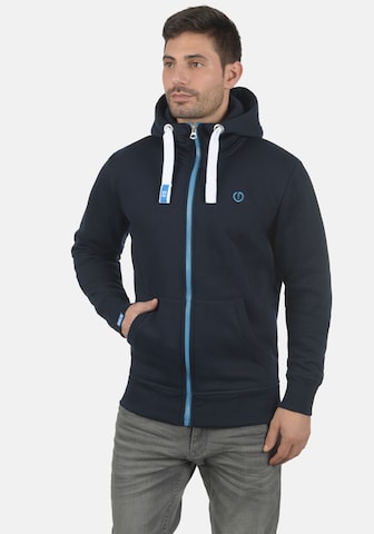 !Solid Zip-Up Hoodie 'Benn High-Neck' in Blue: front