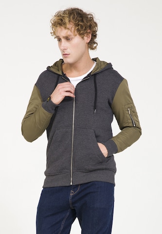 PLUS EIGHTEEN Zip-Up Hoodie in Grey: front