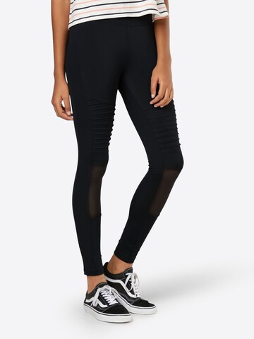 Urban Classics Skinny Leggings in Black: front