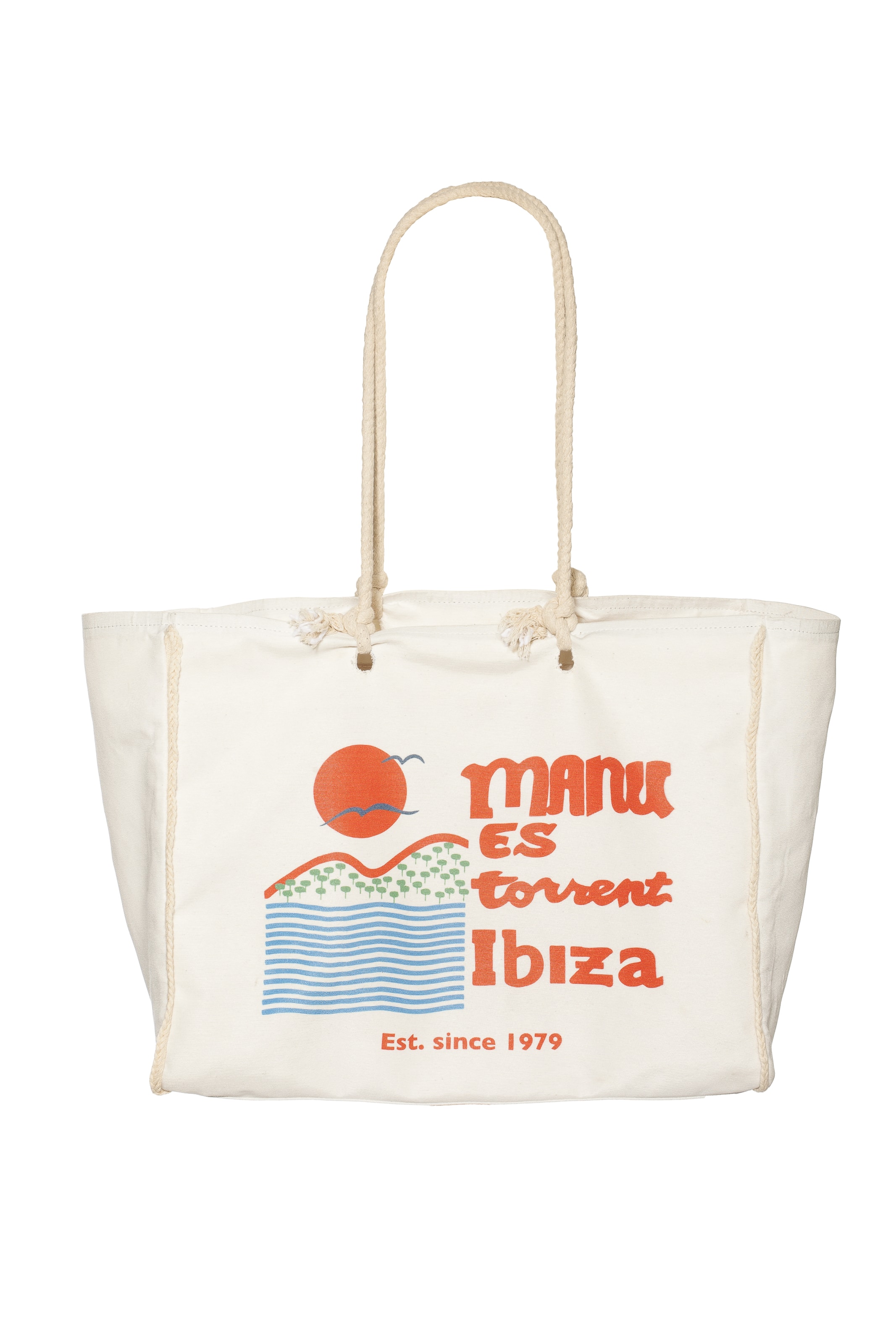 Manu Es Torrent Ibiza - Strandtas 'Manu Es Torrent' in de kleur Lichtblauw