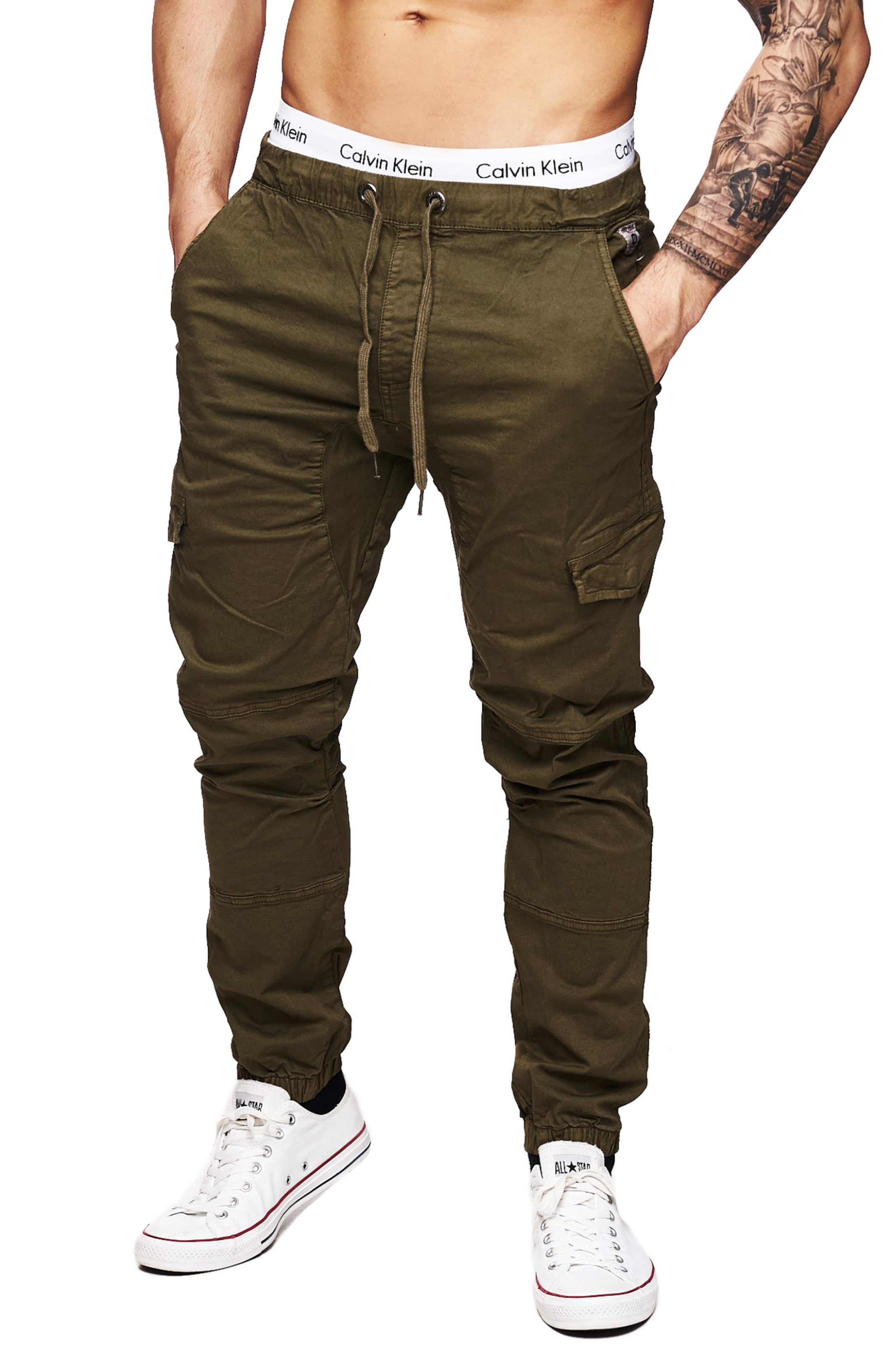 INDICODE JEANS Zúžený Kapsáče 'Levi' – zelená: přední strana