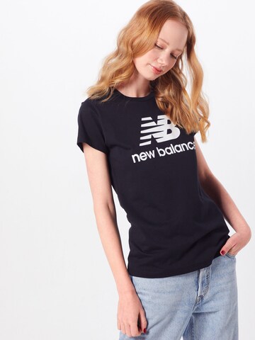 new balance Shirt 'Essentials Stacked Logo' in Black: front