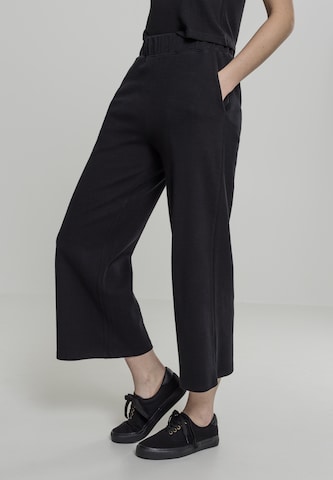 Urban Classics Wide leg Trousers in Black: front