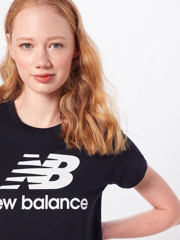 new balance Shirt 'Essentials Stacked Logo' in Black