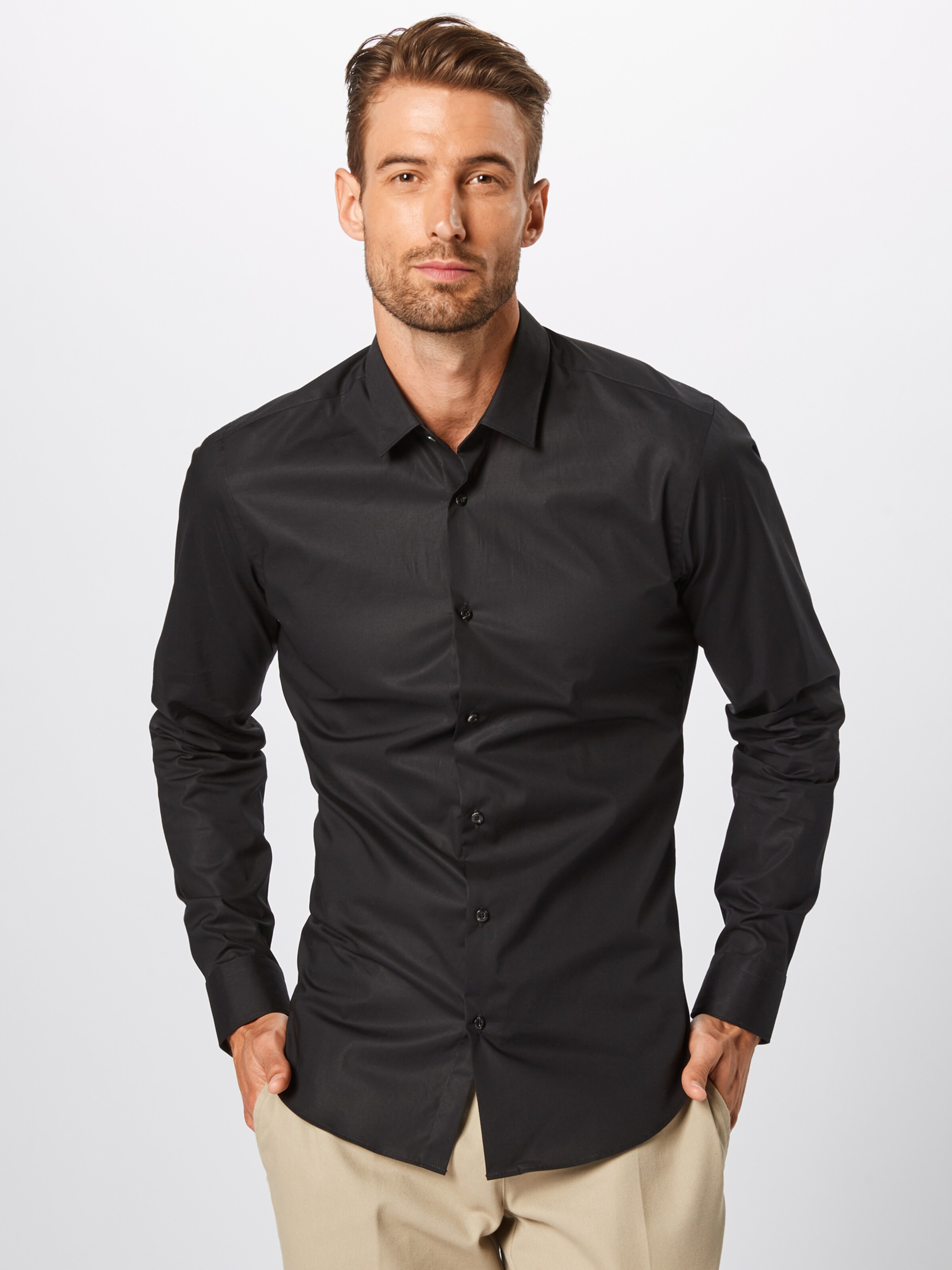 SCOTCH & SODA Zakelijk overhemd '132837-58' in de kleur Zwart: Vooraanzicht