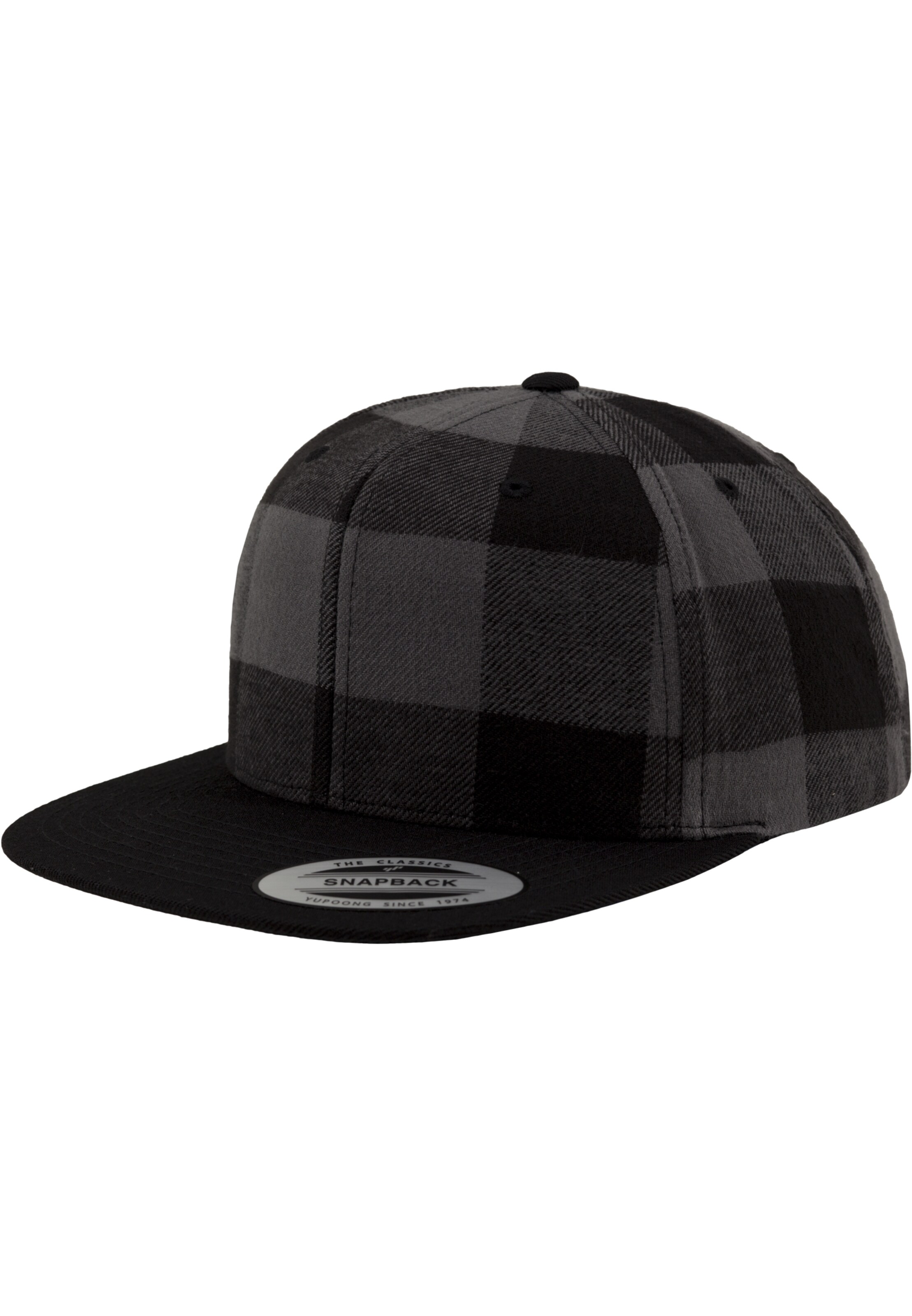 Flexfit Snapback 'CHECKED FLANELL' in dunkelgrau / schwarz, Produktansicht