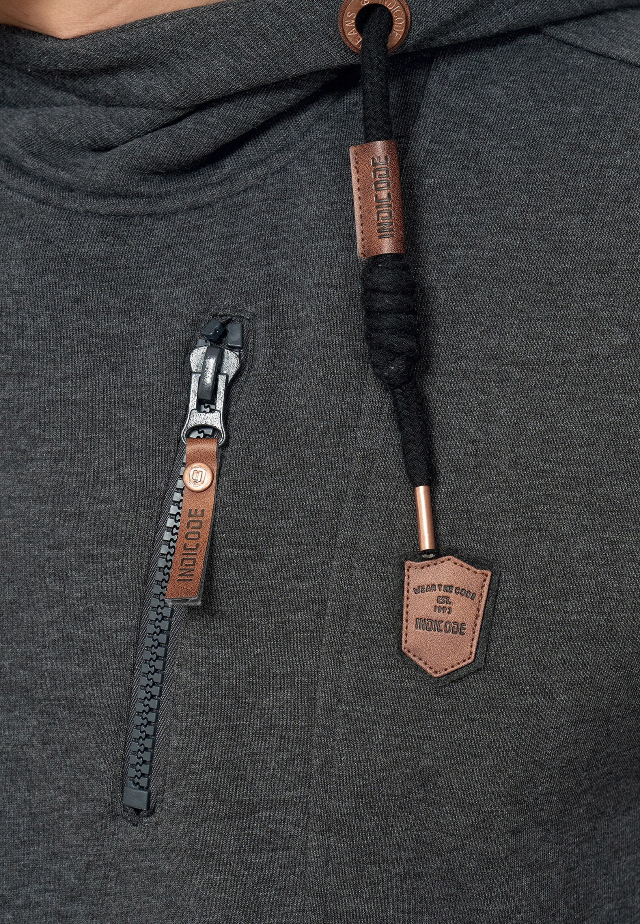 INDICODE JEANS Sweatvest 'Elm' in Grijs