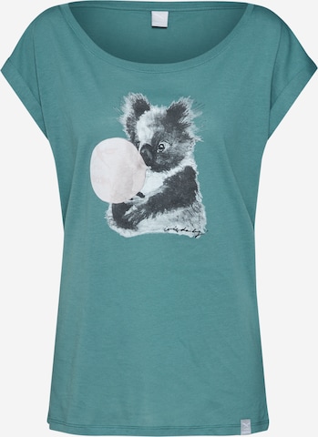 Iriedaily T-shirt 'Koala Bubble' i grön: framsida