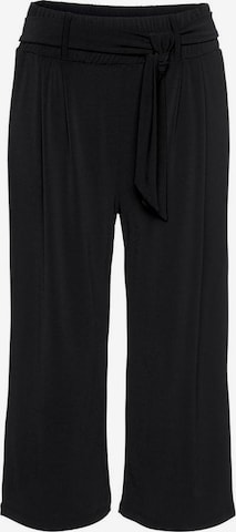 LASCANA Wide leg Pleat-Front Pants in Black: front