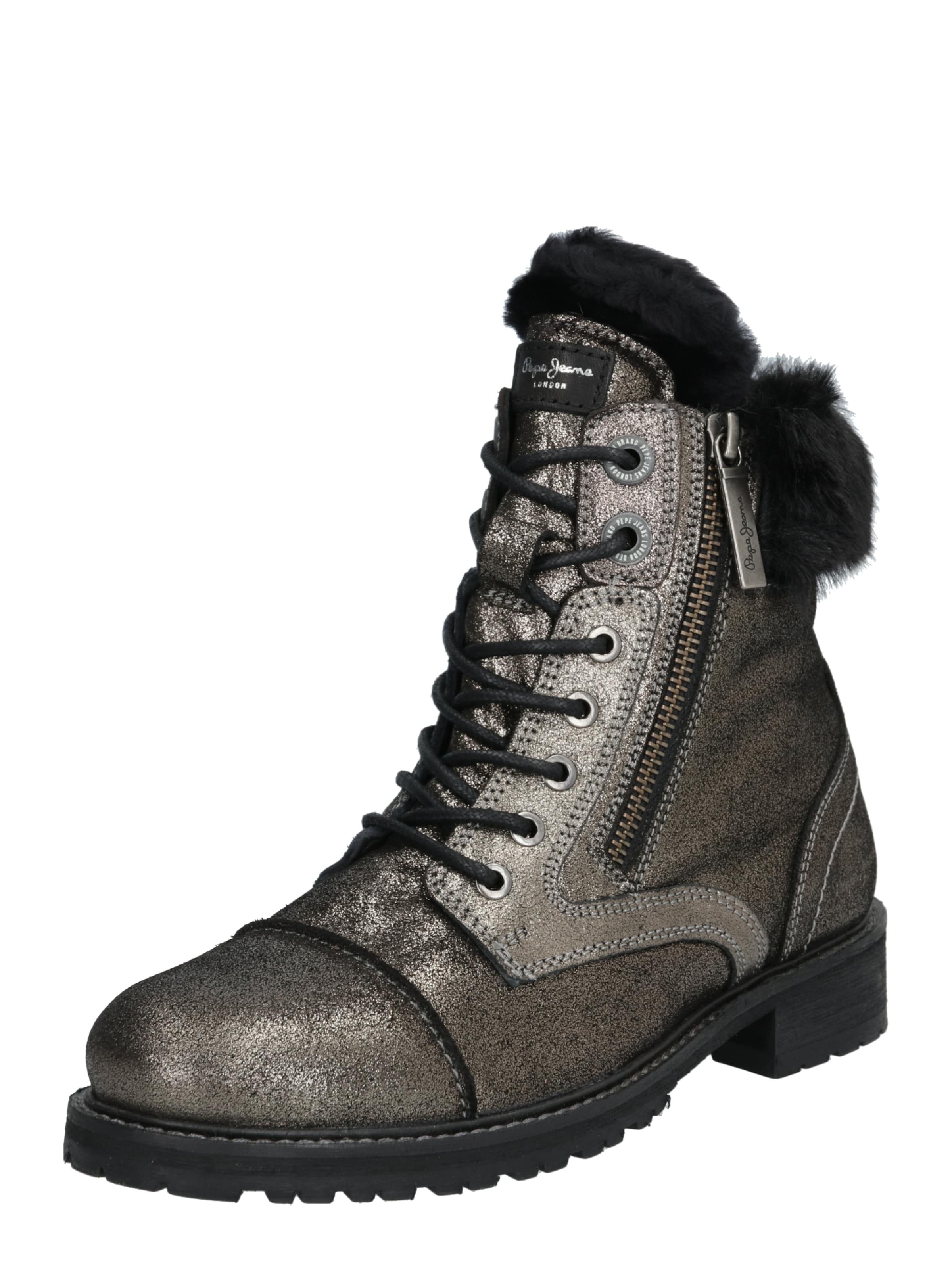 Pepe Jeans - Veterlaarzen 'melting bling' in de kleur Zilver