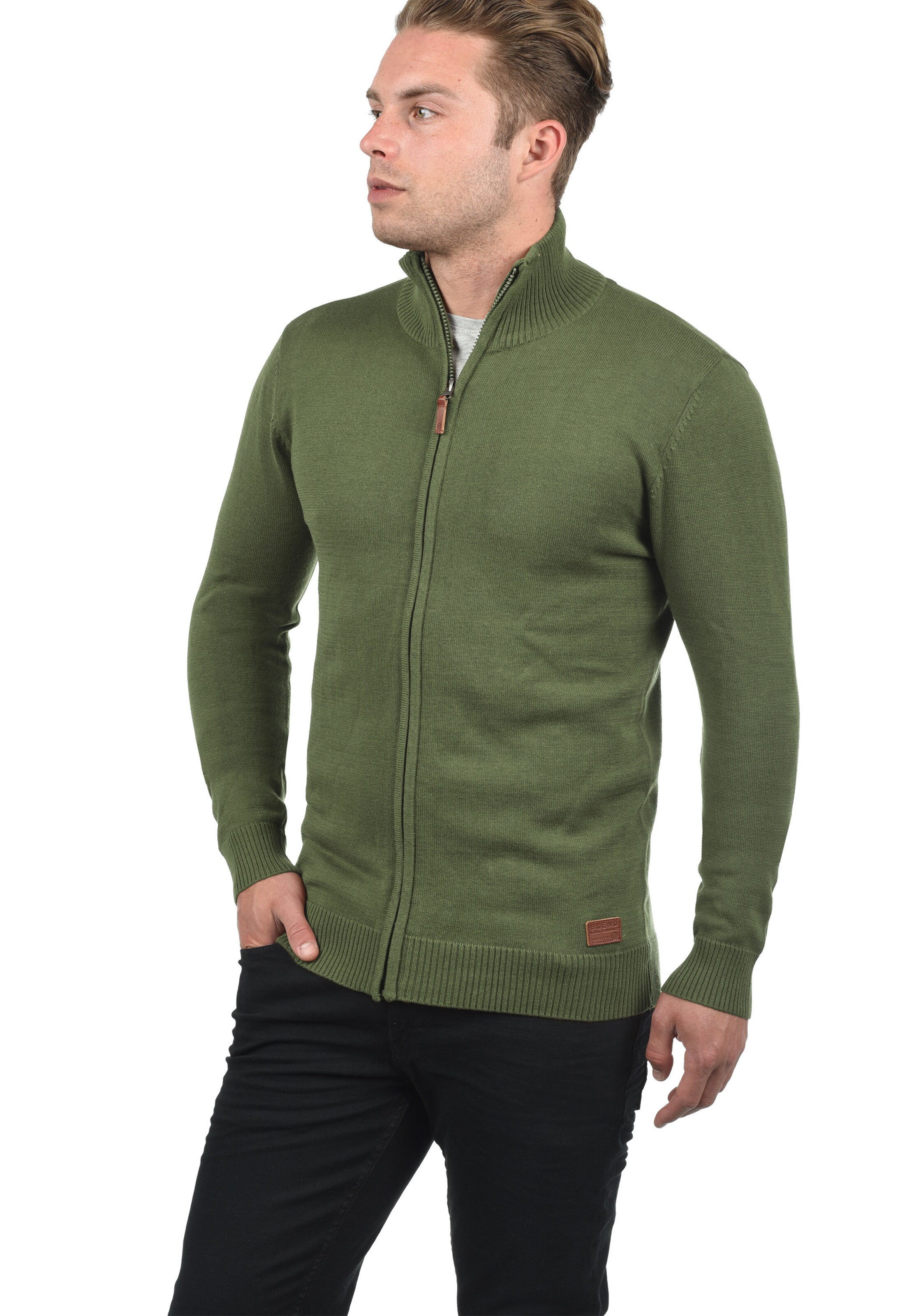 BLEND Knit cardigan 'BHNorman' in Green: front