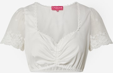 Krüger Madl Klederdracht blouse in Wit: voorkant