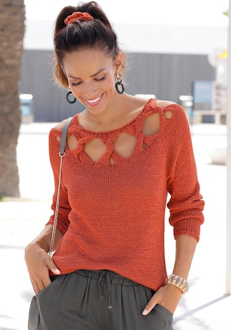 LASCANA Sweater in Orange: front