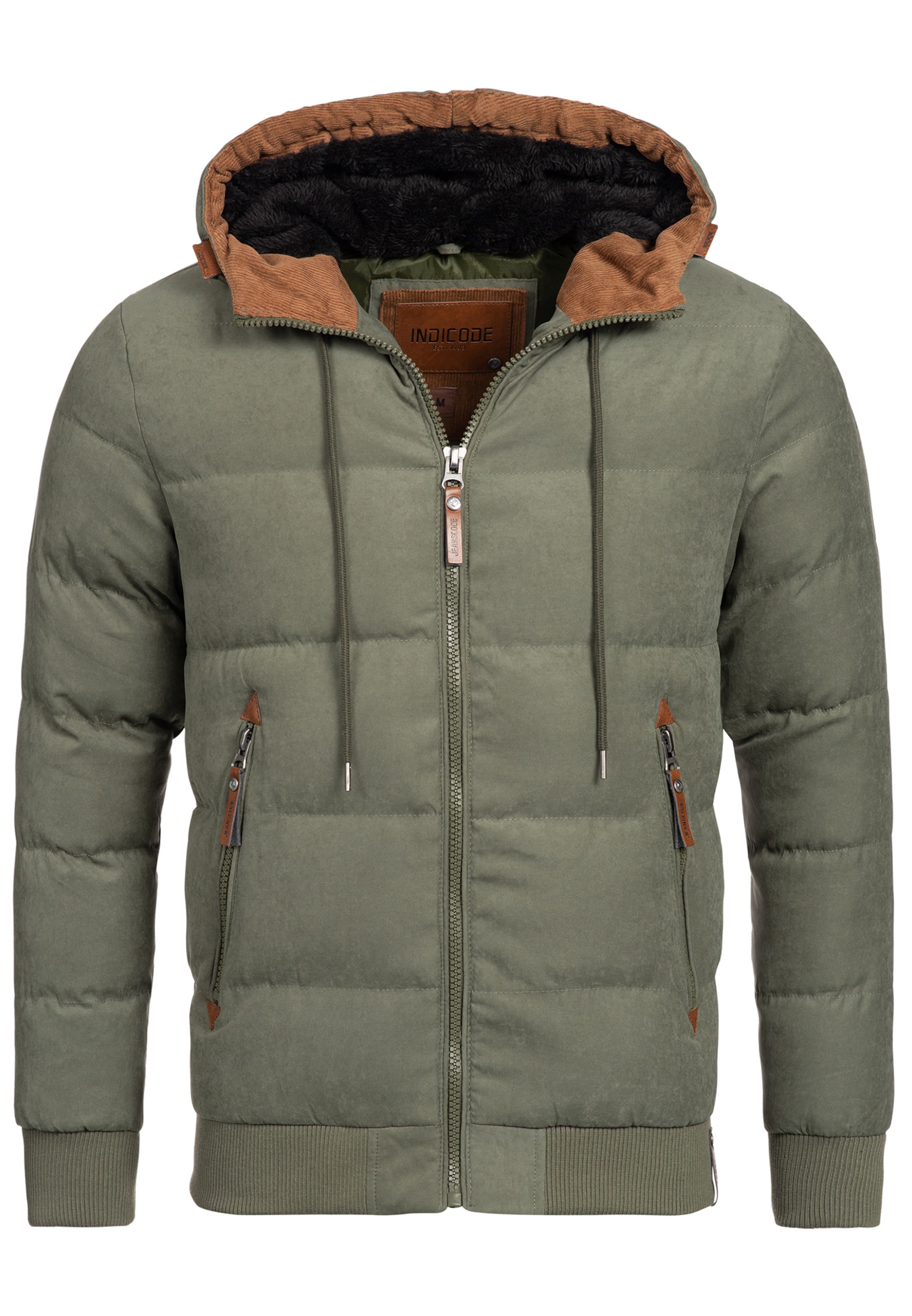 INDICODE JEANS Winterjas 'Adeline' in Groen: voorkant