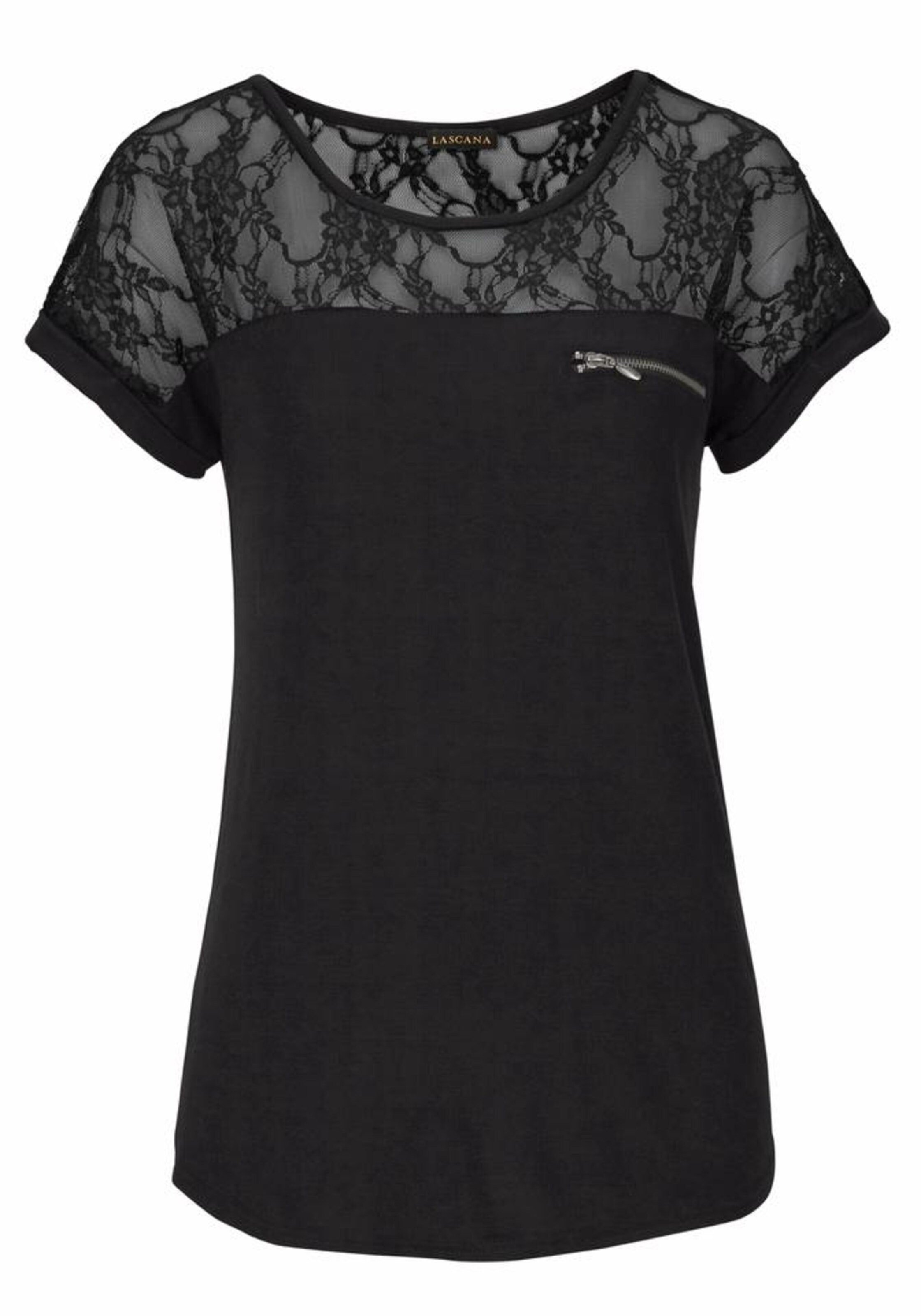 juoda LASCANA Marškinėliai