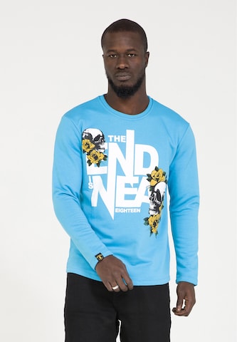 Sweat-shirt PLUS EIGHTEEN en bleu : devant