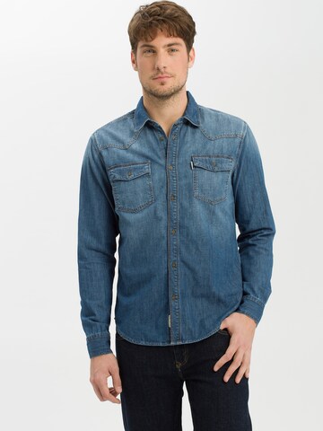 Cross Jeans Regular fit Button Up Shirt ' A 208 ' in Blue: front