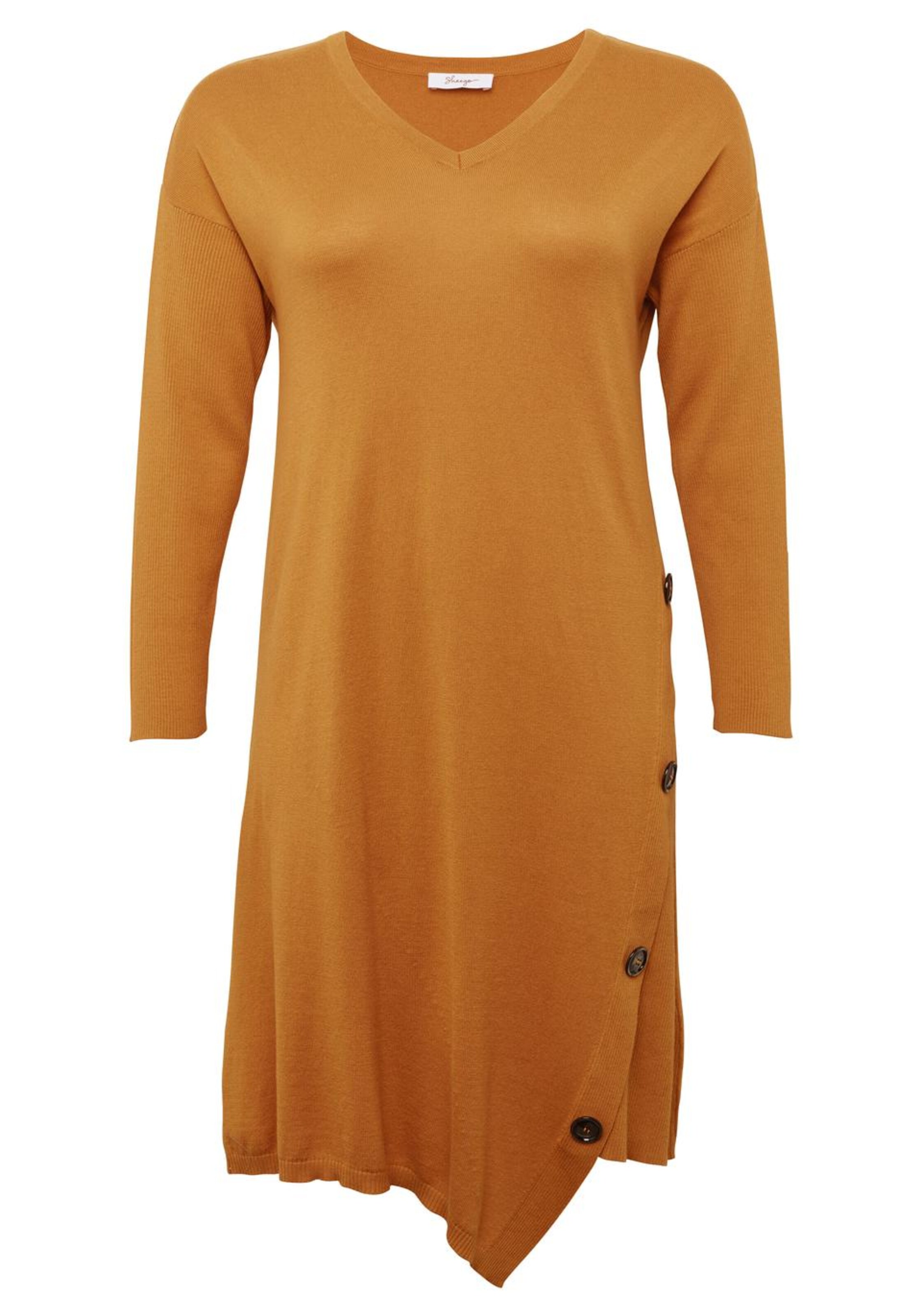 sheego style - Strickkleid in goldgelb