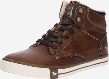 MUSTANG Sneakers hoog in Bruin: voorkant