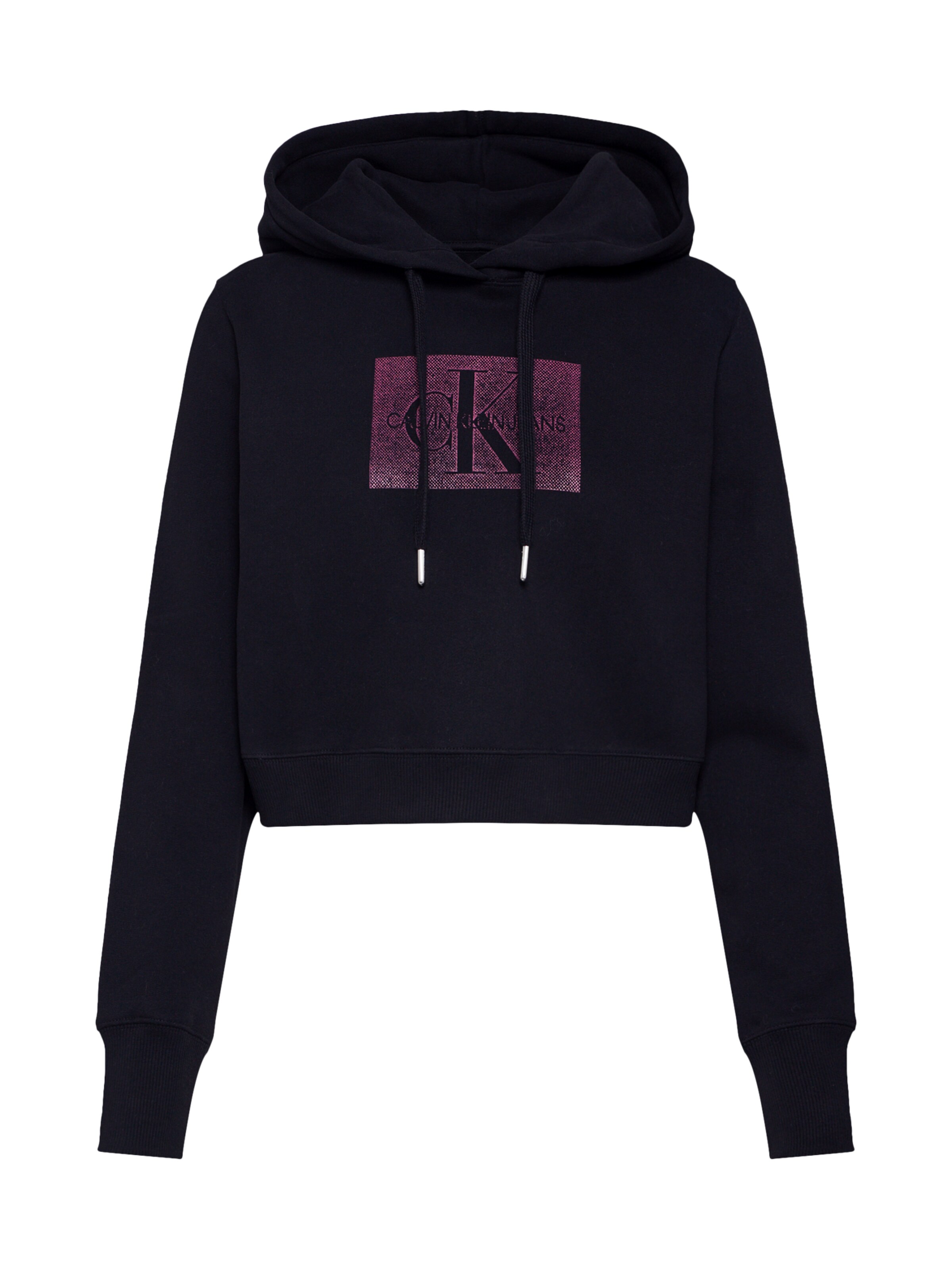 Calvin Klein Jeans - Sweatshirt 'DISTRESSED MONOGRAM CROP HD' in de kleur Zwart