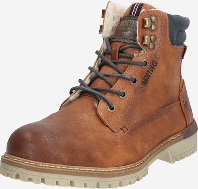 MUSTANG Veterboots in de kleur Cognac / Basaltgrijs, Productweergave