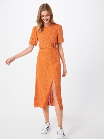 NEW LOOK Dress 'GRETA PUFF SLV SPLIT MIDI DRESS' in Orange: front
