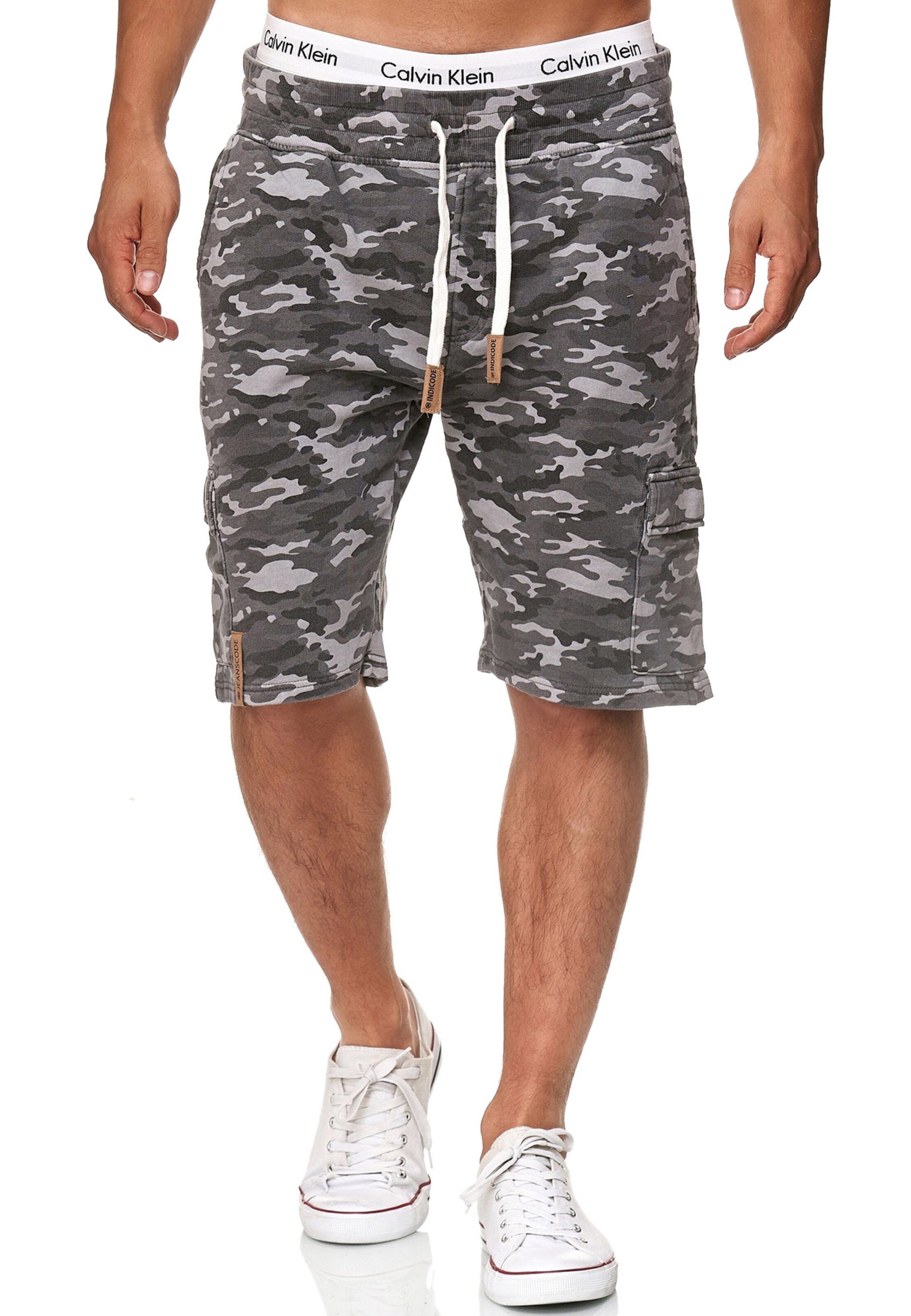 INDICODE JEANS Regular Shorts 'White Rock' in Grau: Vorderseite