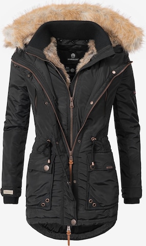 MARIKOO Winter Parka 'Grinsekatze' in Black: front