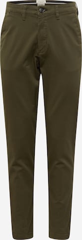 Coupe slim Pantalon chino 'Miles Flex' SELECTED HOMME en vert : devant