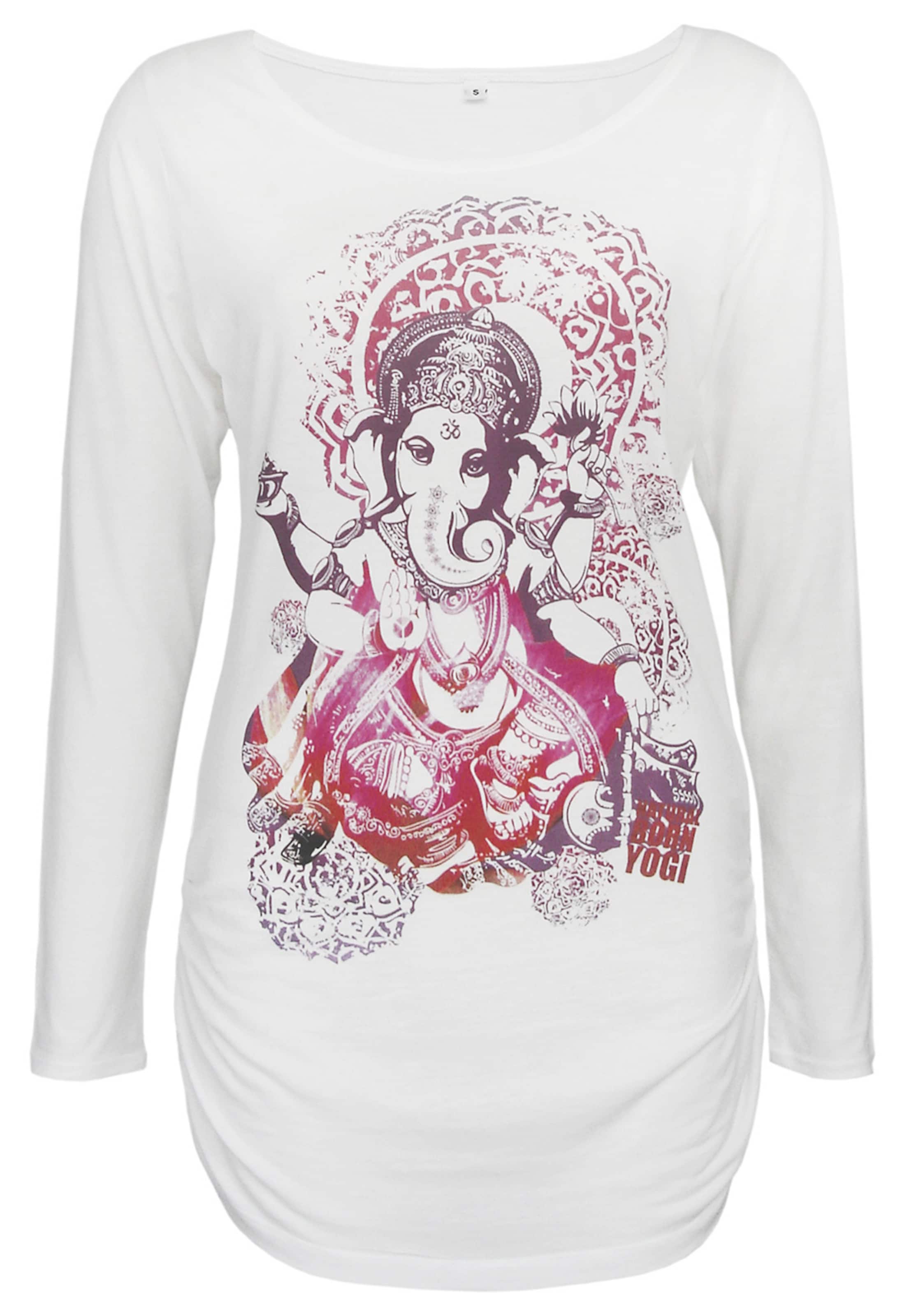 Natural Born Yogi - Langarmshirt Deluxe 'groovy Ganesha' in himbeer