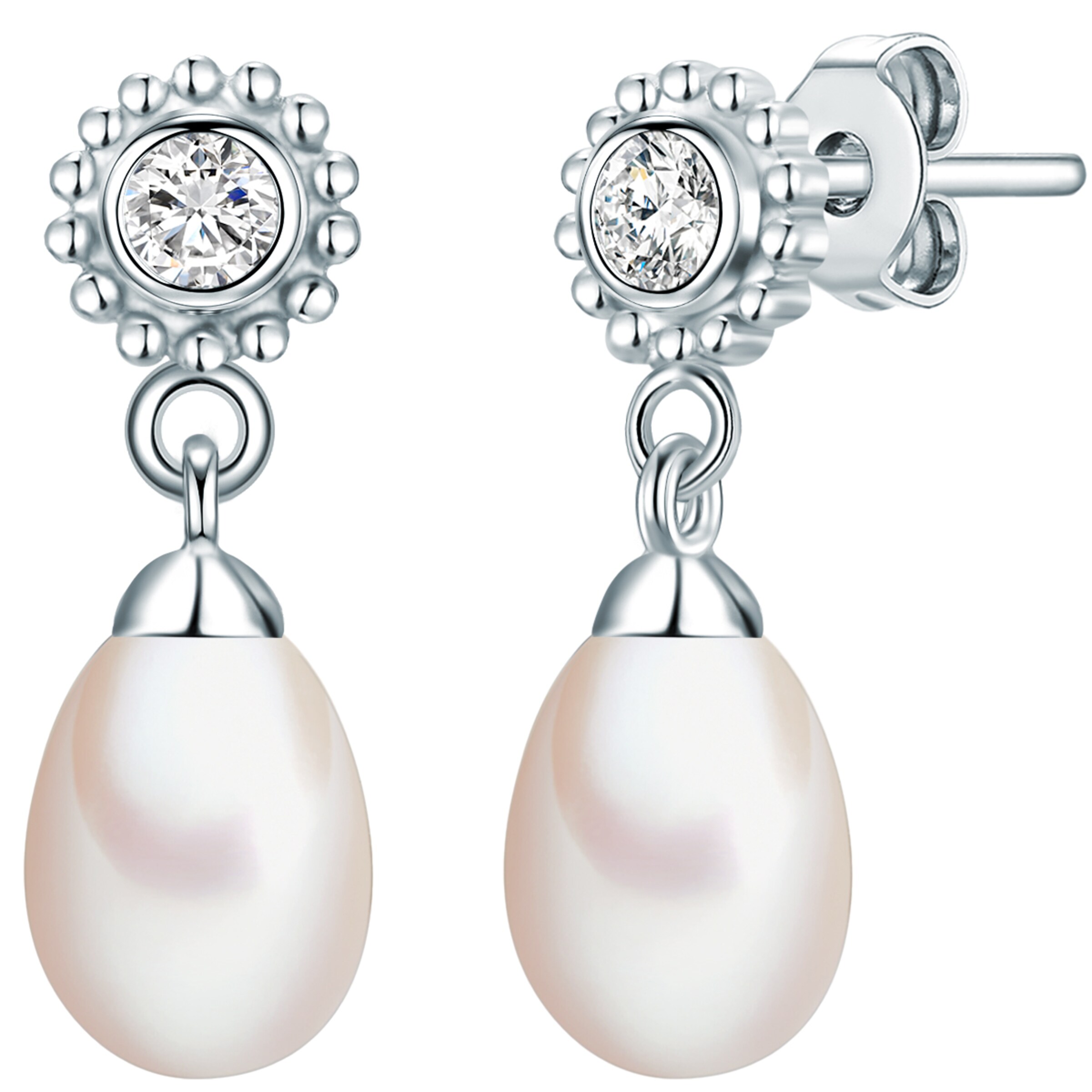 Boucles d'oreilles Valero Pearls en argent : devant