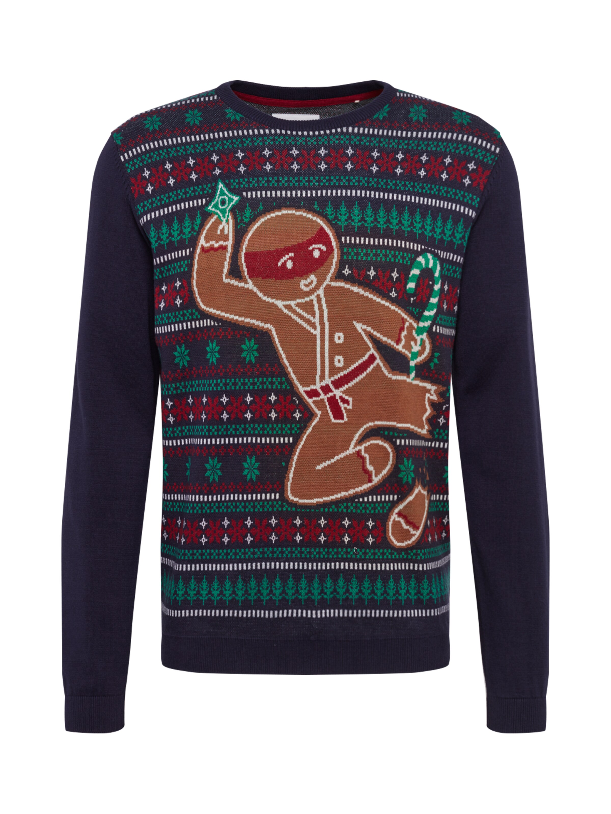 EDC BY ESPRIT - Trui 'Christmas' in de kleur Navy