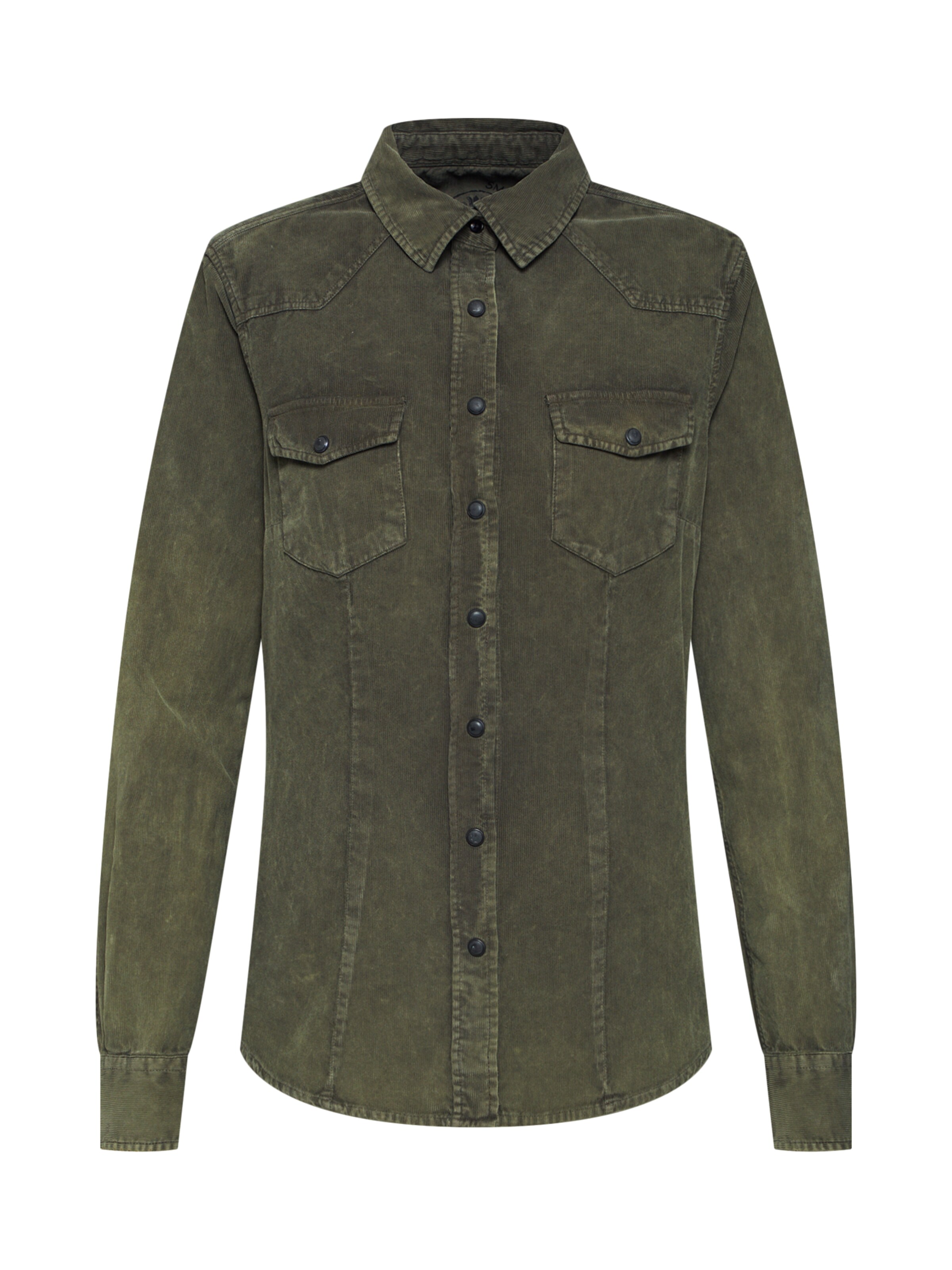 Herrlicher - Blouse 'Lilien Corduroy' in de kleur Olijfgroen