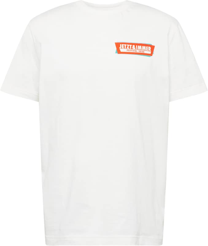 ABOUT EVERYONE Regular Fit T-Shirt 'Jetzt und Immer' in Weiß