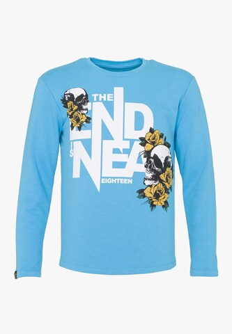 Sweat-shirt PLUS EIGHTEEN en bleu : devant