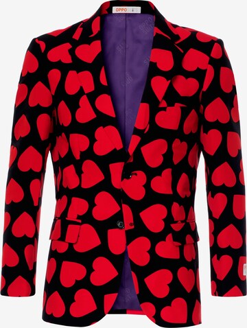 OppoSuits Slim fit Suit 'King of Hearts' in Red: front