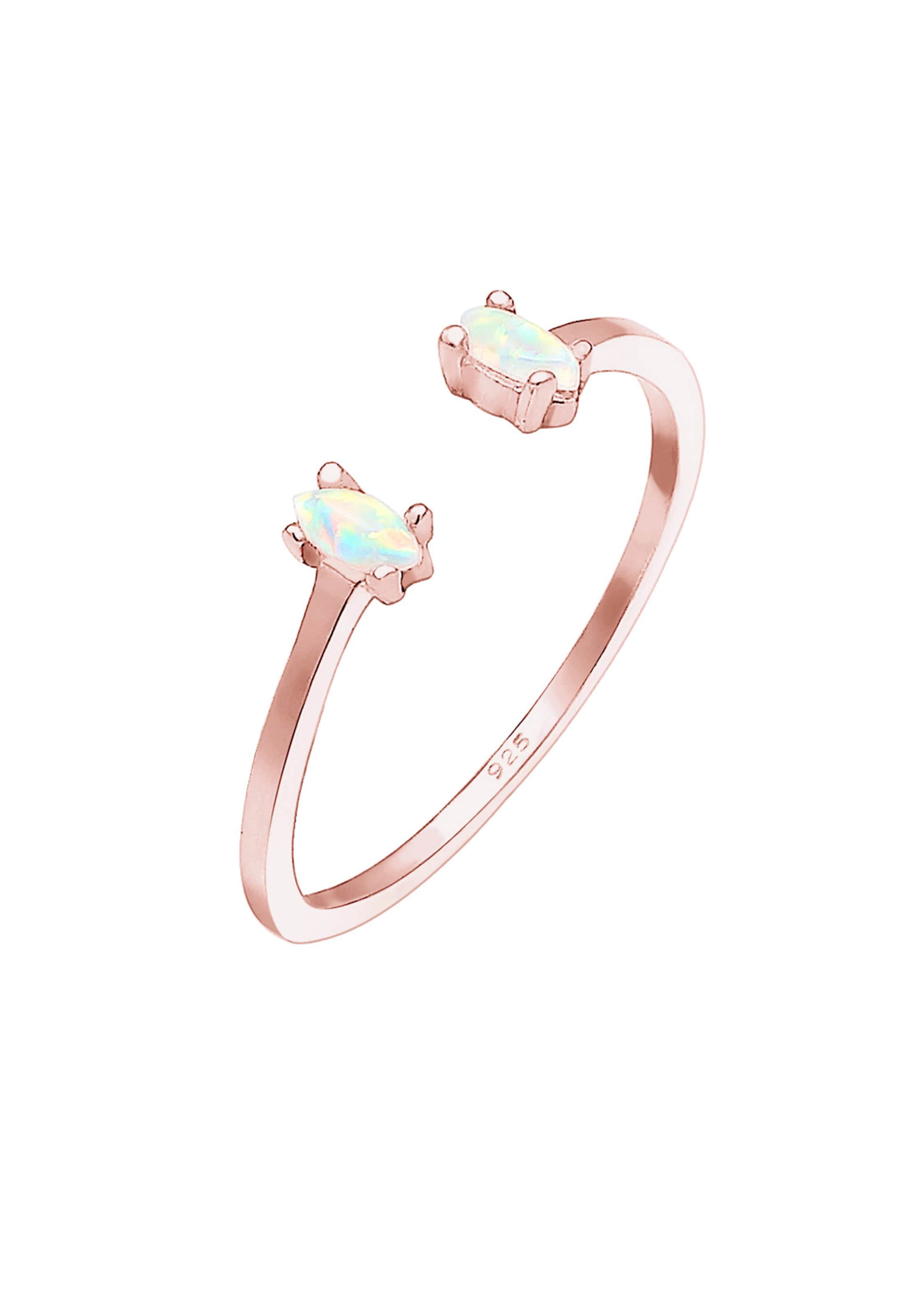 ELLI Ring 'Opal' in Goud: voorkant