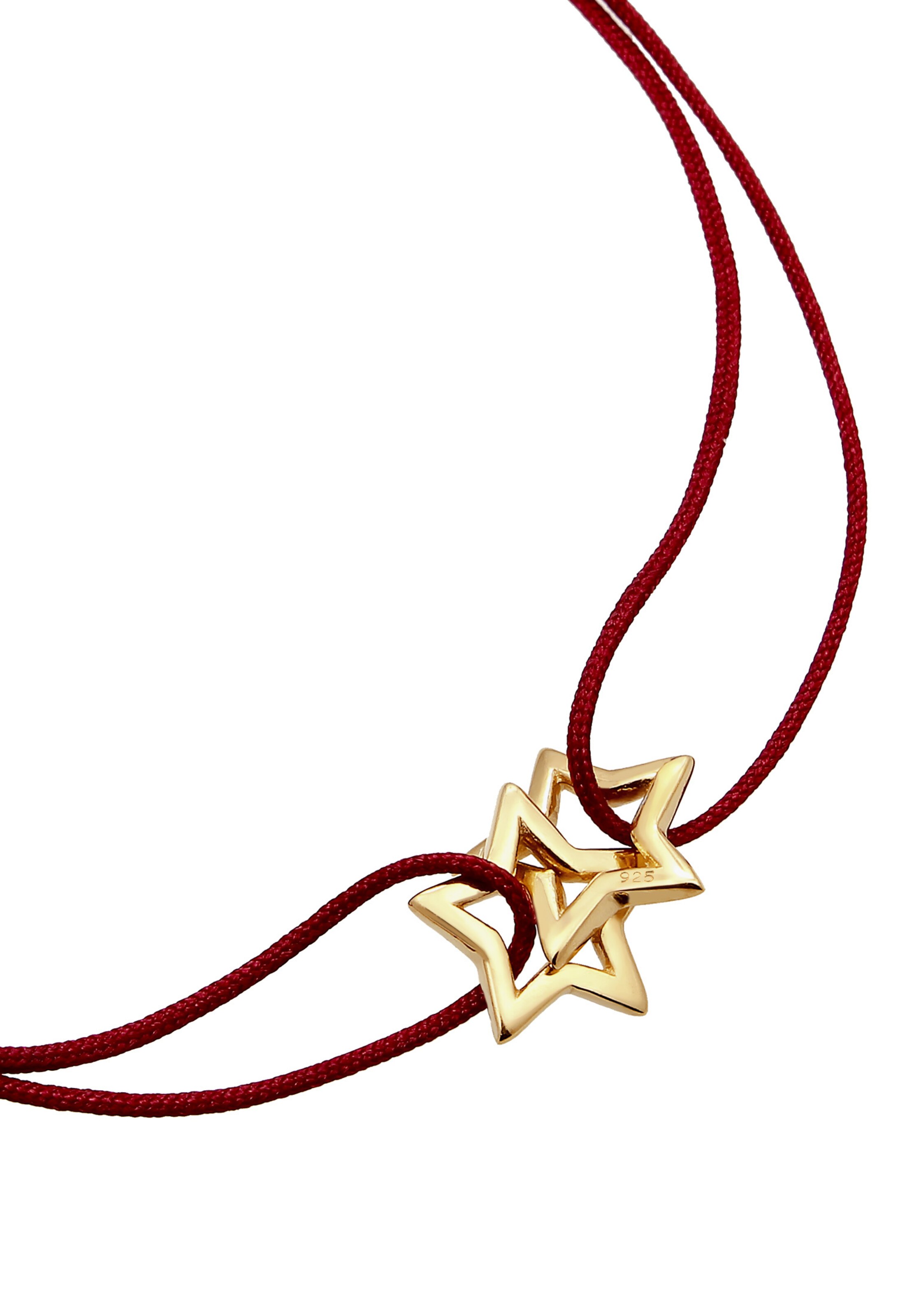 Frauen Schmuck ELLI Armband Sterne, Textil-Armband in Gold, Blutrot - GJ54819