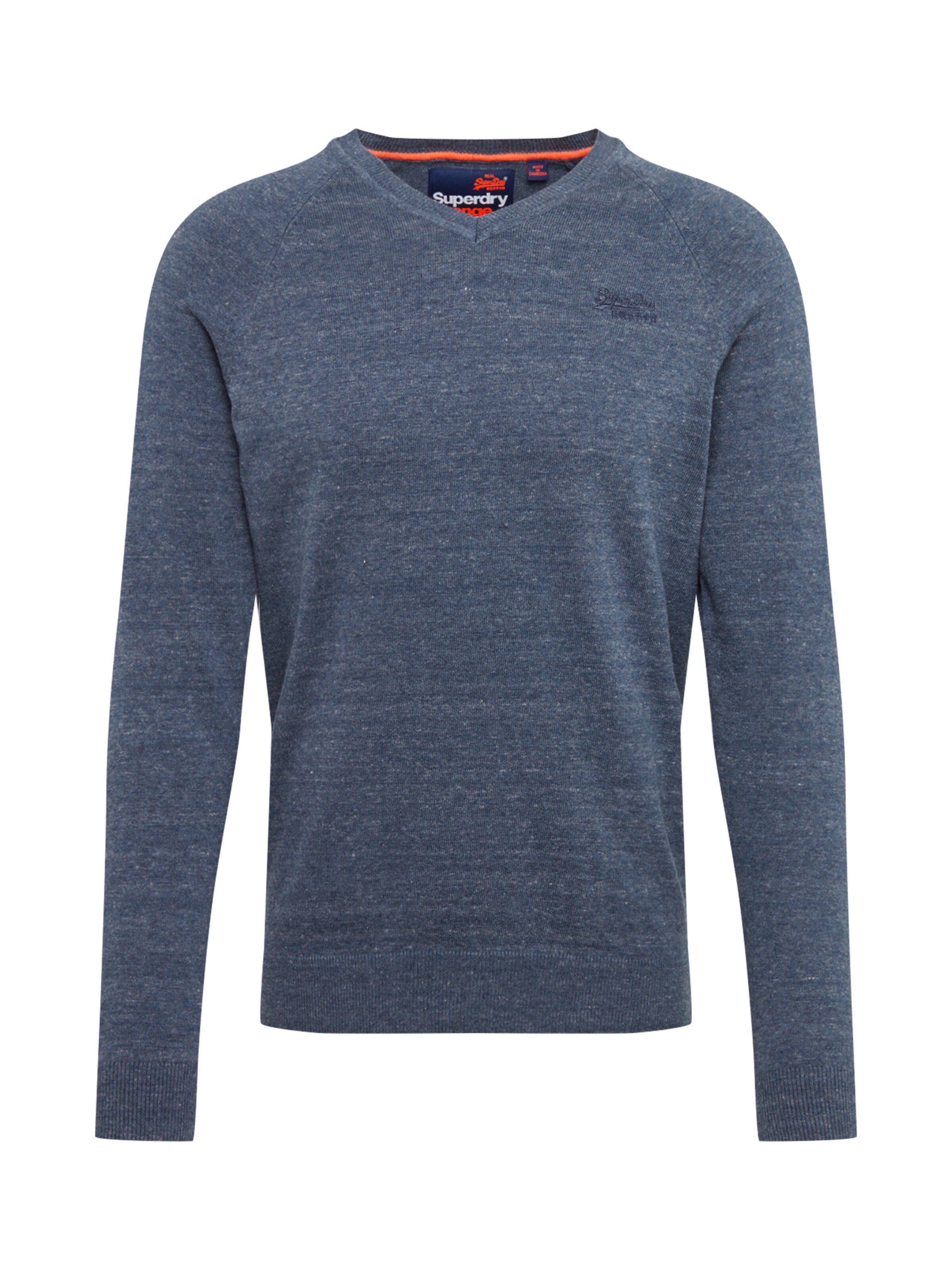 Superdry - Trui 'ORANGE LABEL COTTON VEE' in de kleur Smoky blue