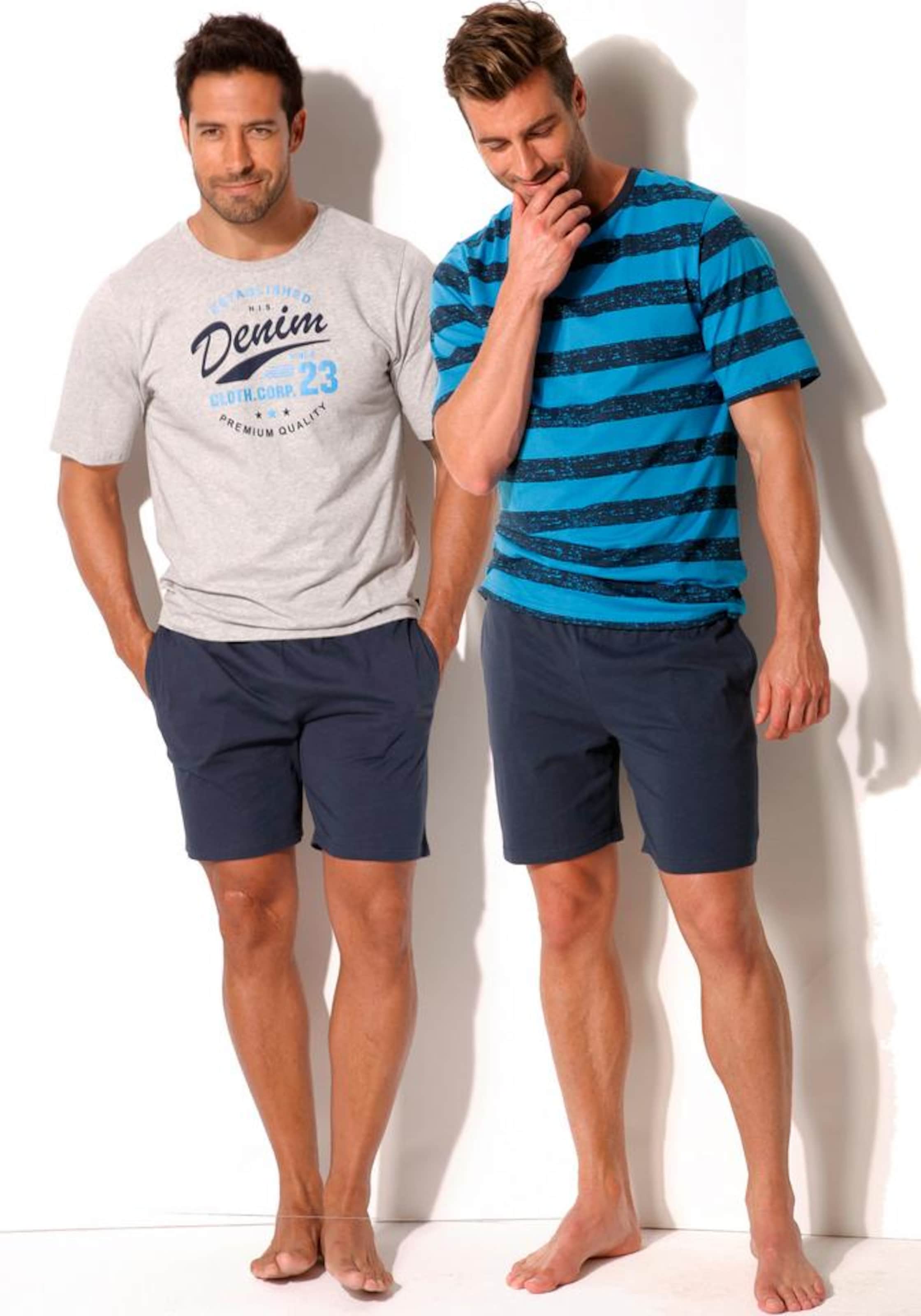 H.I.S Pajama short in Blue: front